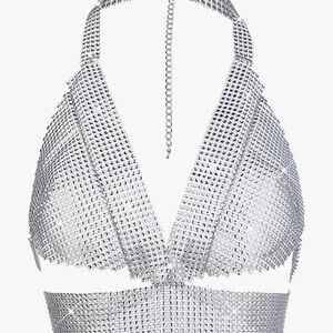 Silver Chainmail Halter Top